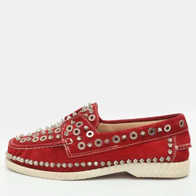 Pre-owned Christian Louboutin Yacht Size 36 Red Suede Loafers
