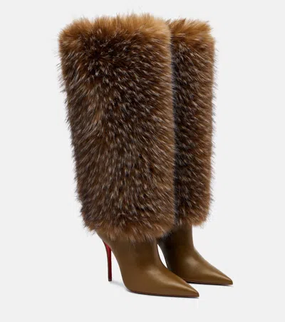 Christian Louboutin Yangzee 100 Leather Knee-high Boots In Brown