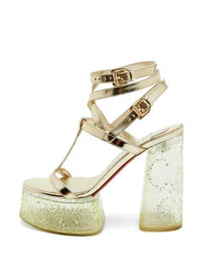 Pre-owned Christian Louboutin Yazefine Platform Sandals In Gold
