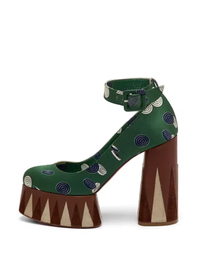 Pre-owned Christian Louboutin Yazefir Platform Pumps In Green