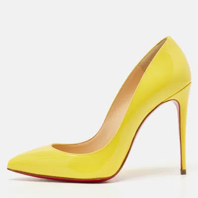 Pre-owned Christian Louboutin Yellow Patent Leather Pigalle Follies Pumps Size 36