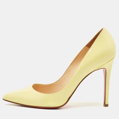 Pre-owned Christian Louboutin Yellow Patent Leather Pigalle Pumps Size 37