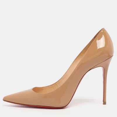 Pre-owned Christian Louboutin Yellow Patent Leather Pigalle Pumps Size 38.5 In Brown