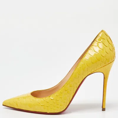 Pre-owned Christian Louboutin Yellow Python Kate Pumps Size 36.5