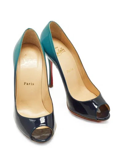 Pre-owned Christian Louboutin Yootish Peep-toe Heeled Pumps In Blue