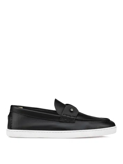 Christian Louboutin Chambeliboat Leather Boat Shoe In Black
