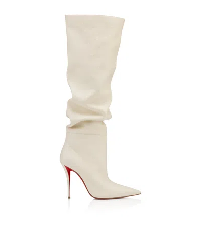 Christian Louboutin Zependris 100 Deer Leather Knee-high Boots In Neutral