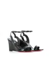 Christian Louboutin Zeppa Chick 85 Patent Wedge Sandal In Black