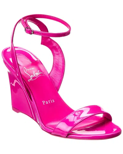 Christian Louboutin Patent Leather Wedge Sandals In Pink