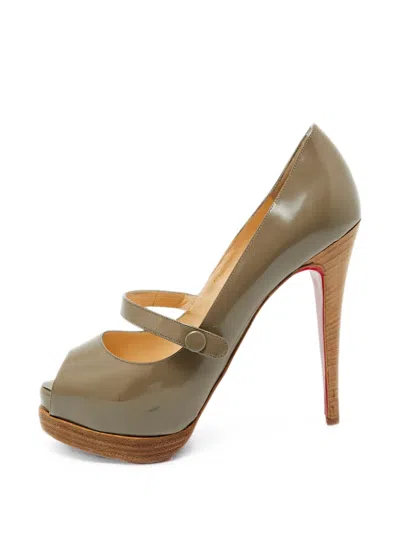 Pre-owned Christian Louboutin Zeppa Platform Pumps In Gray