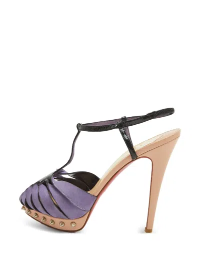 Pre-owned Christian Louboutin Zigounette Platform Sandals In Purple