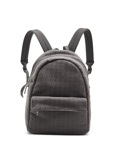 Pre-owned Christian Louboutin Zip N Flap Monogram Jacquard Backpack In Gray