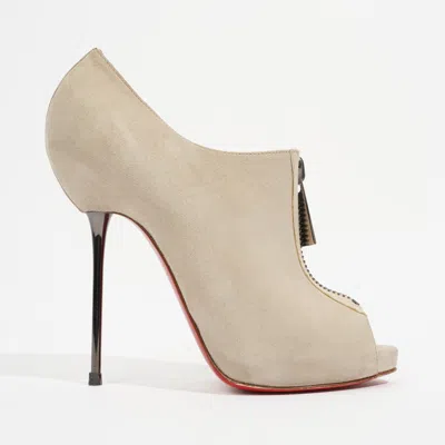 Christian Louboutin Zipito 120 Suede In Beige