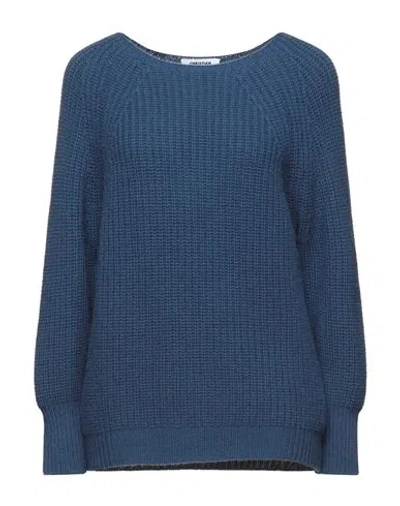 Christian Maier Woman Sweater Slate Blue Size L Cashmere