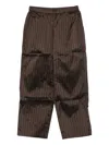 Christian Peau Striped Silk Trousers In Brown
