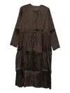 Christian Peau Striped Tiered Dress In Brown