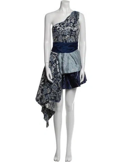 Pre-owned Christian Pellizzari Floral Print Mini Dress In Blue
