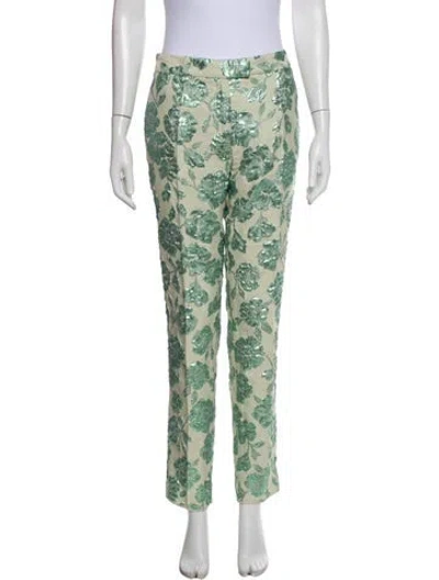 Pre-owned Christian Pellizzari Floral Print Straight Leg Pants In Green