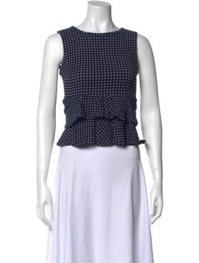 Pre-owned Christian Pellizzari Patterned Crew Neck Top In Blue