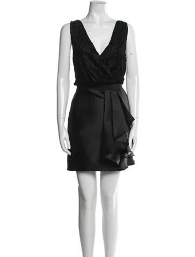 Pre-owned Christian Pellizzari V-neck Mini Dress In Black
