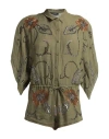 Christian Pellizzari Woman Jumpsuit Military Green Size 4 Linen