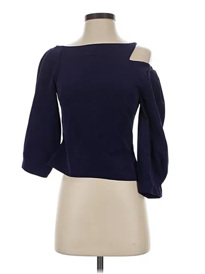 Pre-owned Christian Siriano 3/4 Sleeve Top Blue One Shoulder Neckline Tops