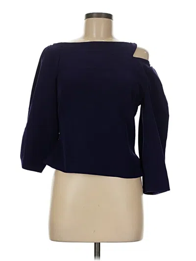 Pre-owned Christian Siriano 3/4 Sleeve Top Blue One Shoulder Neckline Tops