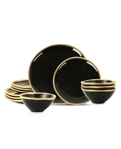 Christian Siriano Akoya 12 Pc. Dinnerware Set, Service For 4 In Black