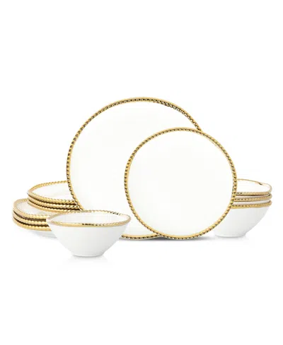 Christian Siriano Akoya 12 Pc. Dinnerware Set, Service For 4 In White