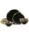 Christian Siriano Akoya 12pc Dinnerware Set In Black