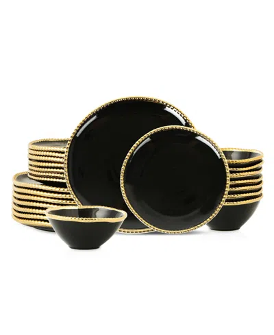 Christian Siriano Akoya 24 Pc. Dinnerware Set, Service For 8 In Black