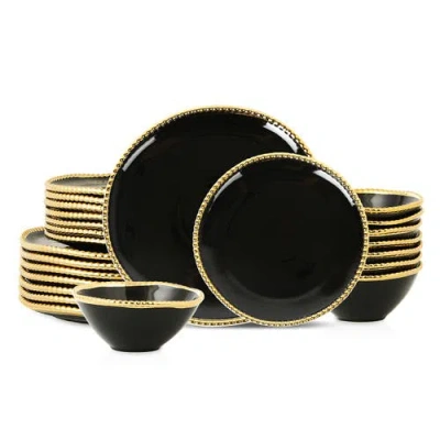 Christian Siriano Akoya Porcelain 24-piece Dinnerware Set In Black