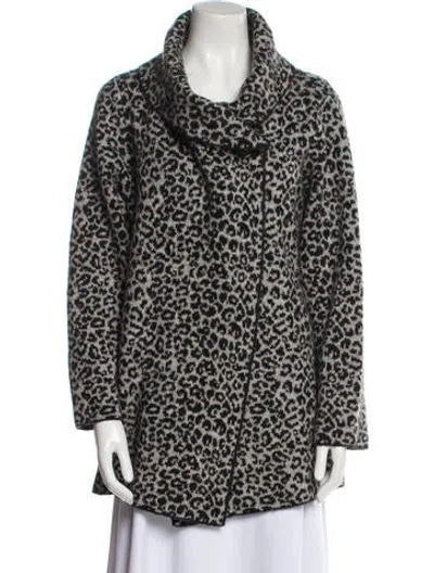Pre-owned Christian Siriano Animal Print Cowl Neck Sweater In Gray