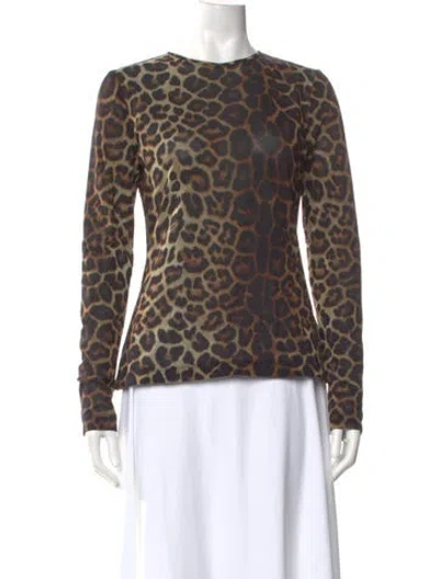 Pre-owned Christian Siriano Animal Print Crew Neck Top In Multi
