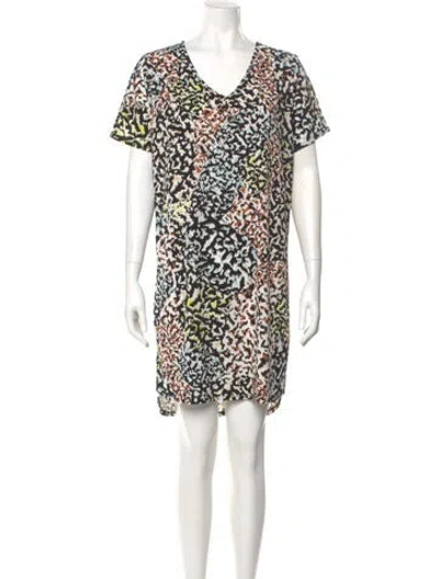 Pre-owned Christian Siriano Animal Print Mini Dress In Black