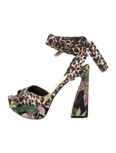 Pre-owned Christian Siriano Animal Print Sandals In Multicolor