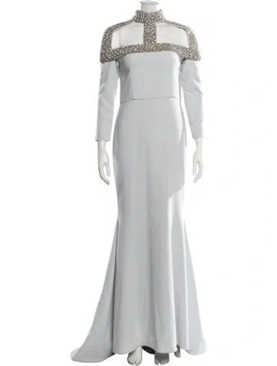 Pre-owned Christian Siriano Asymmetrical Long Dress In Grey