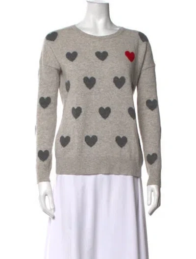 Pre-owned Christian Siriano Cashmere Graphic Print Sweater In Grey