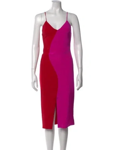 Pre-owned Christian Siriano Colorblock Pattern Midi Length Dress In Pink