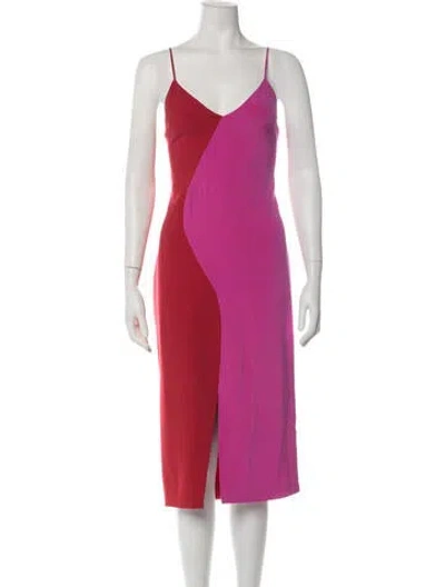 Pre-owned Christian Siriano Colorblock Pattern Midi Length Dress In Pink