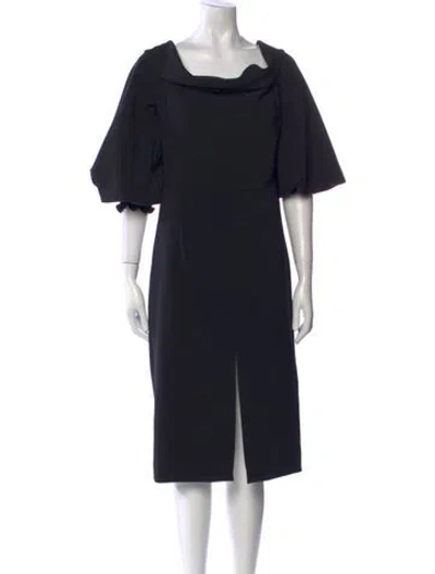 Pre-owned Christian Siriano Cowl Neck Midi Length Dress In Black