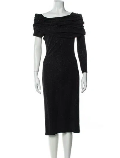 Pre-owned Christian Siriano Cowl Neck Midi Length Dress W/ Tags In Black