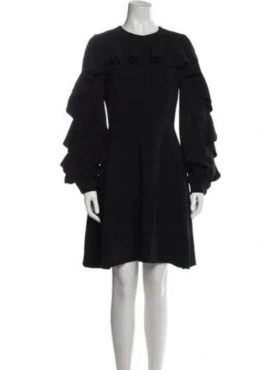 Pre-owned Christian Siriano Crew Neck Mini Dress In Black