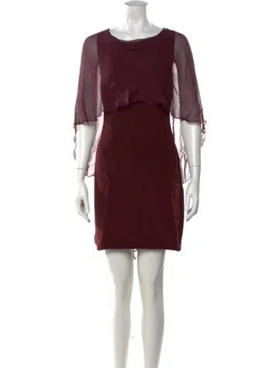 Pre-owned Christian Siriano Crew Neck Mini Dress In Burgundy