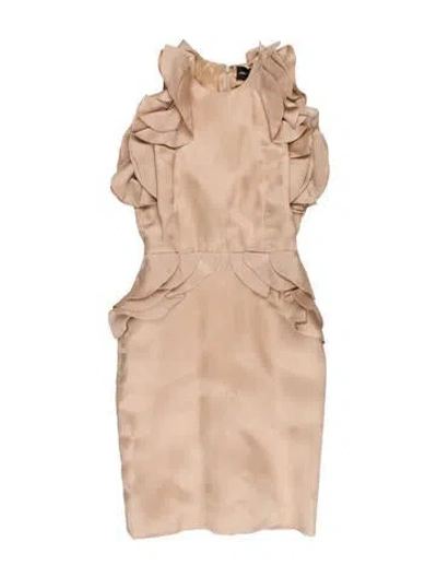 Pre-owned Christian Siriano Crew Neck Mini Dress In Neutrals