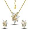 Christian Siriano Cubic Zirconia Cluster Pendant Necklace & Stud Earrings Set In Gold