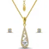 Christian Siriano Cubic Zirconia Teardrop Pendant Necklace & Stud Earrings Set In Gold