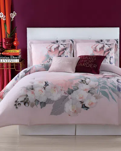 Christian Siriano Dreamy Floral Comforter Set In Pink