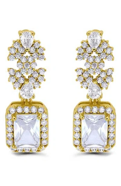 Christian Siriano Emerald Cut Cubic Zirconia Drop Earrings In Gold