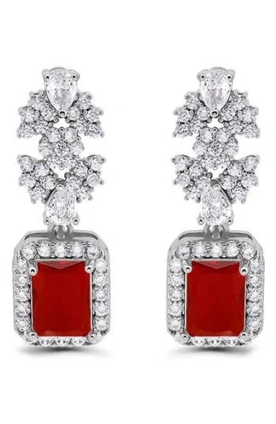 Christian Siriano Emerald Cut Cubic Zirconia Drop Earrings In Multi